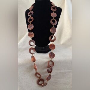 Brown Circular Link Long Necklace - Women Jewelry